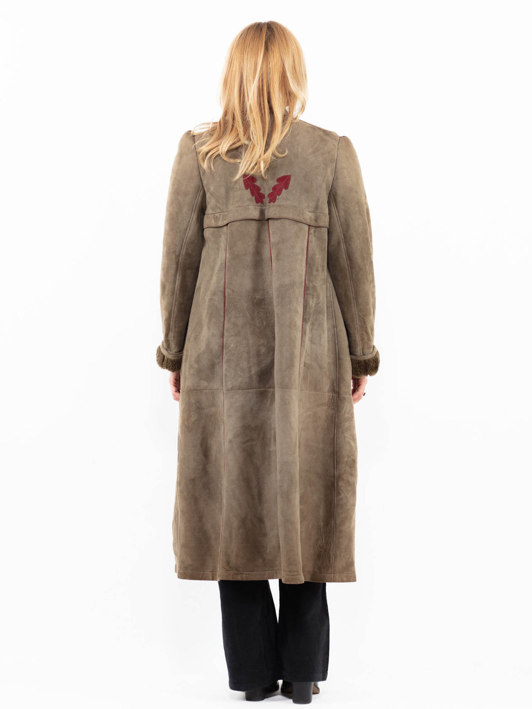 Vintage Women Sheepskin Coat in GreenA0173