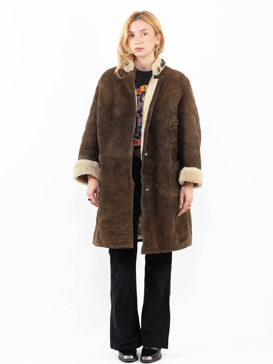 Vintage 70's Women Sheepskin Coat in BrownA0177