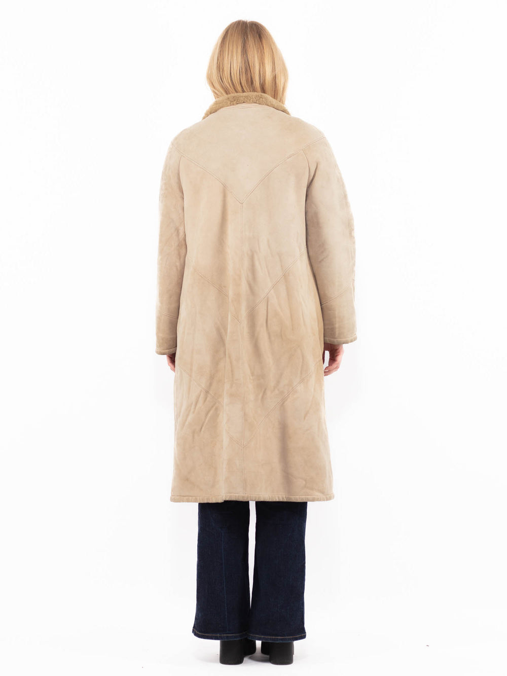 Vintage 80's Women Sheepskin Coat in BeigeA1114