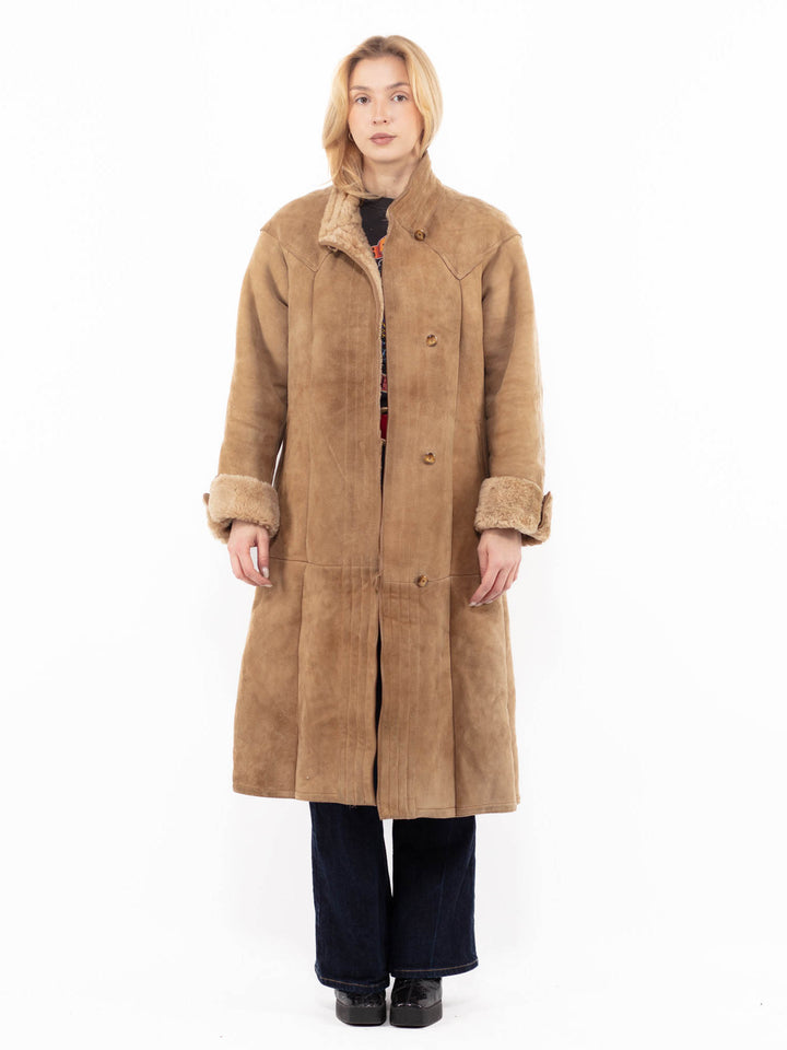 Vintage 80's Women Sheepskin Coat in BeigeA1117