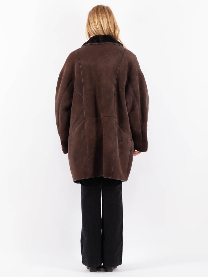 Vintage 80's Women Sheepskin Coat in BrownV9668