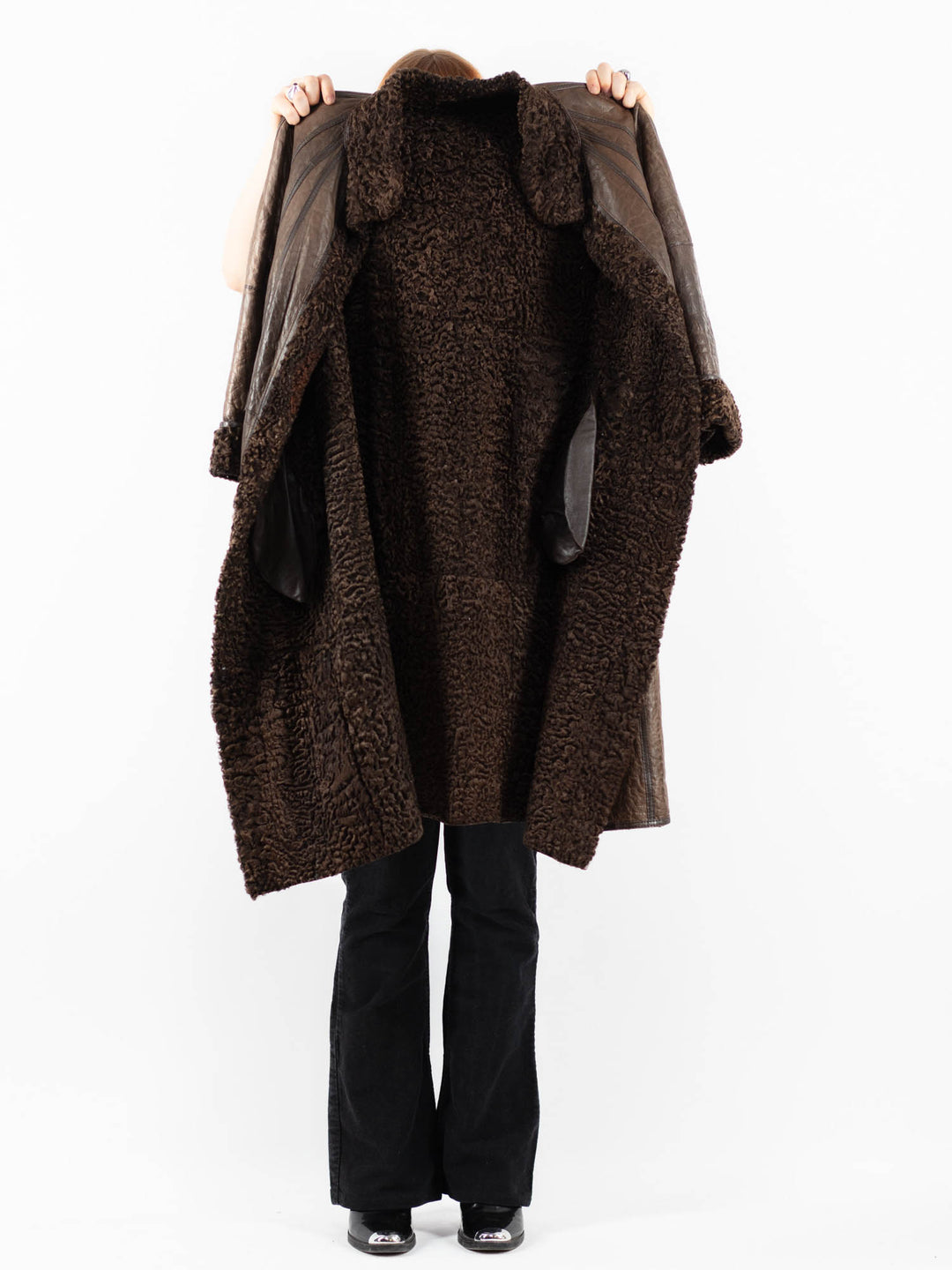 Vintage 80's Women Sheepskin Coat in BrownV9795