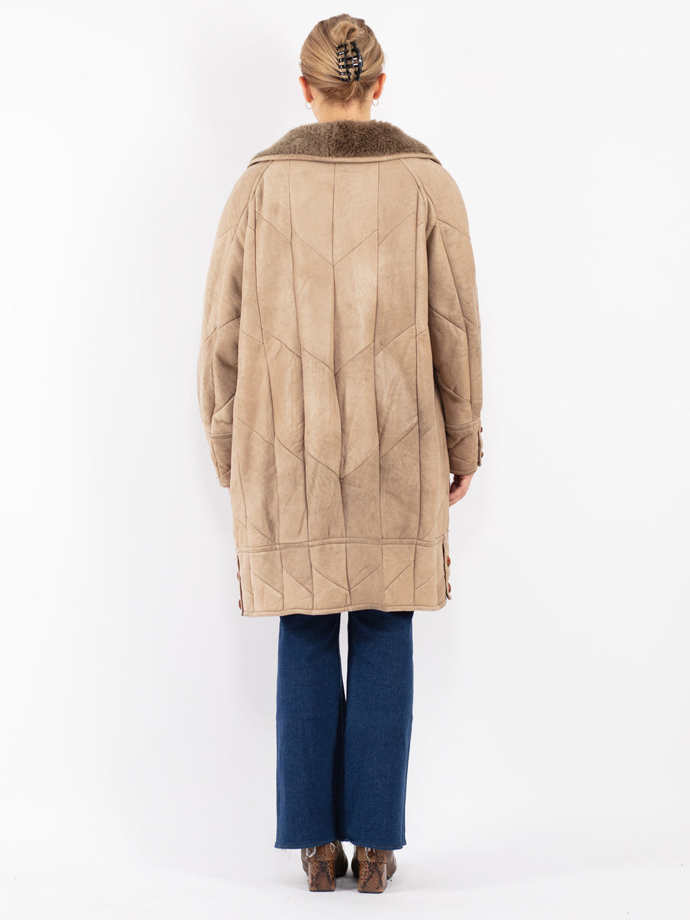 Vintage 80's Women Sheepskin in Beige