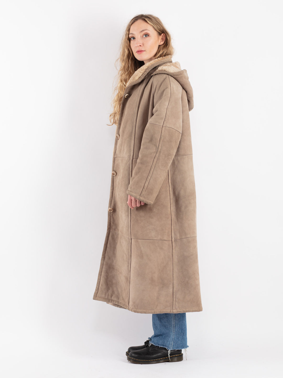 Vintage 80's Women Sheepskin Coat in BeigeV9063