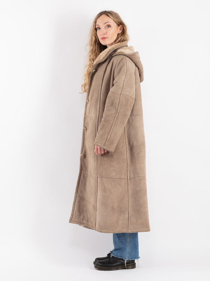 Vintage 80's Women Sheepskin Coat in BeigeV9063