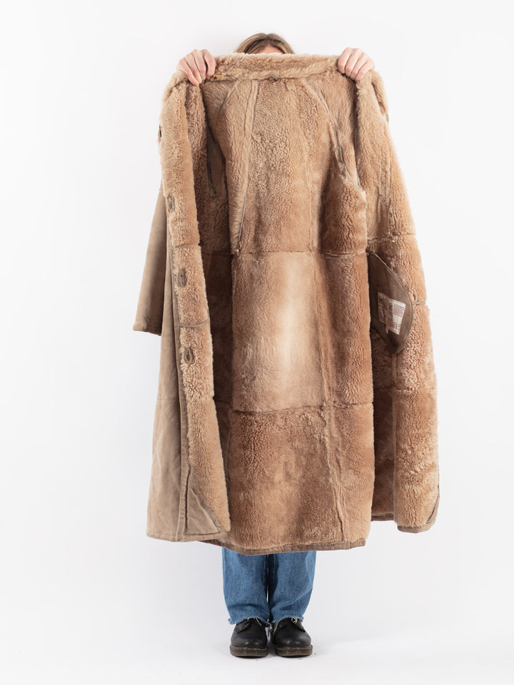 Vintage 80's Women Sheepskin Coat in BeigeV9063