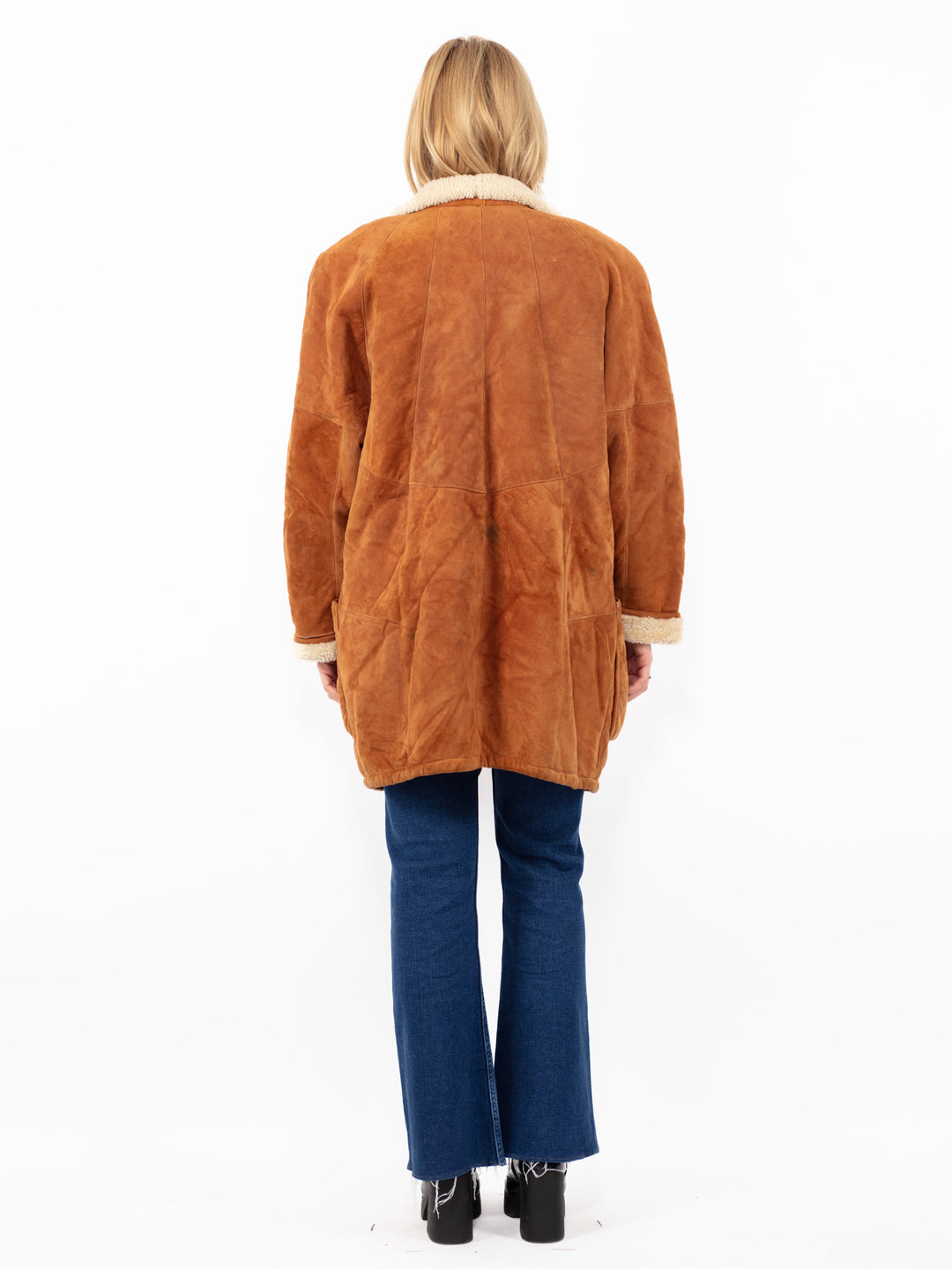 Vintage 80's Women Sheepskin Coat in Brown