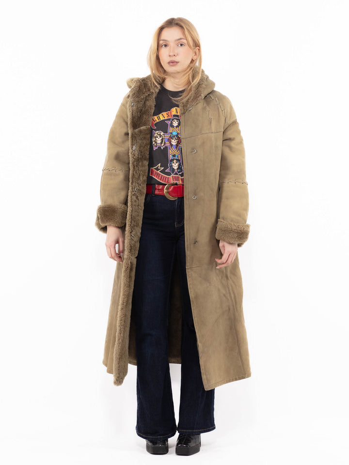 Vintage 80's Women Sheepskin Coat in BeigeA1163