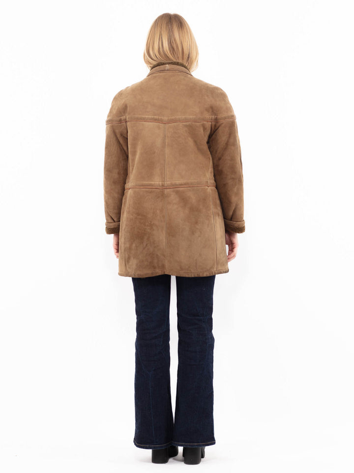 Vintage Women Sheepskin Coat in BrownA1173