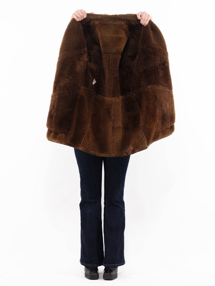Vintage Women Sheepskin Coat in BrownA1173