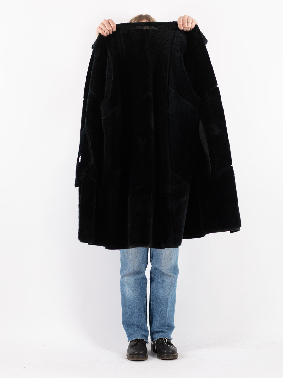Vintage 80's Women Sheepskin Coat in Green