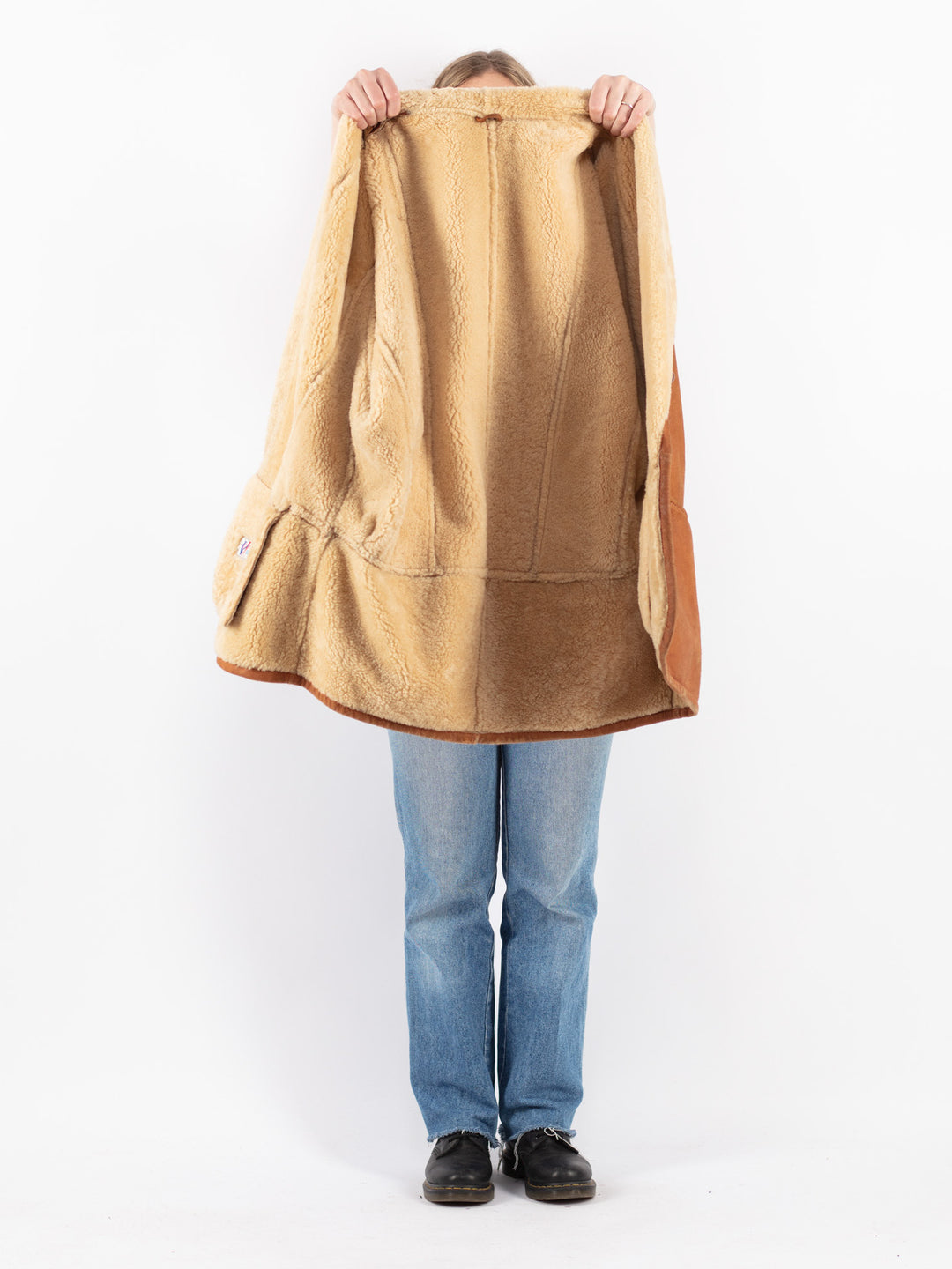 Vintage 80's Women Sheepskin Coat in Brown