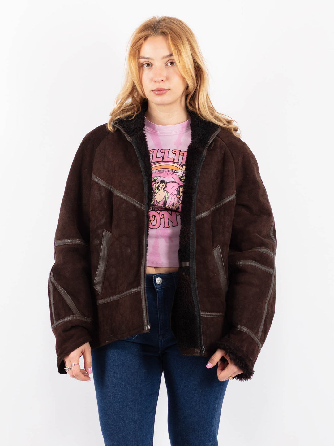 Vintage 80's Women Sheepskin in BrownV9572