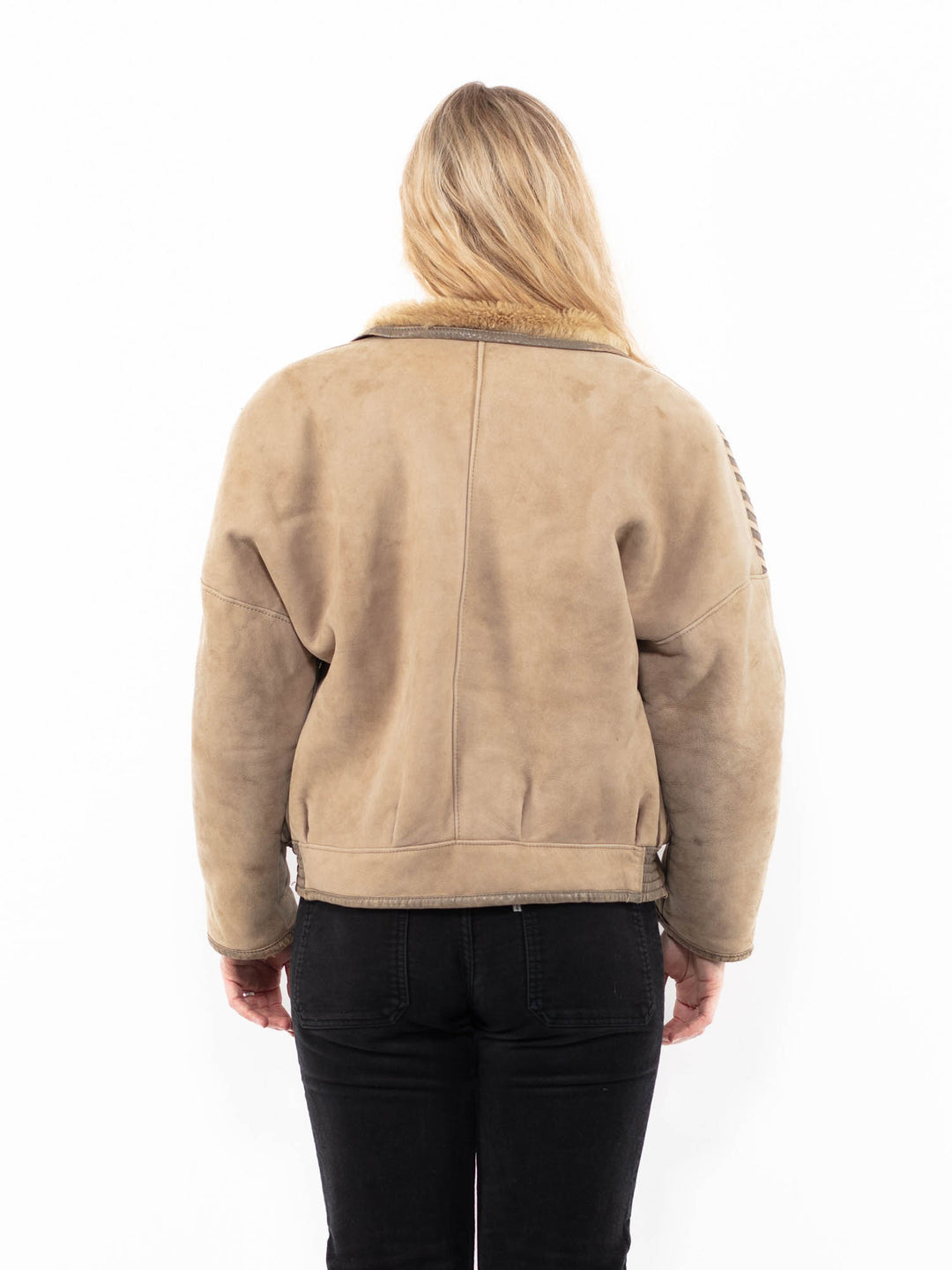 Vintage 80's Women Sheepskin Jacket in BeigeA0963