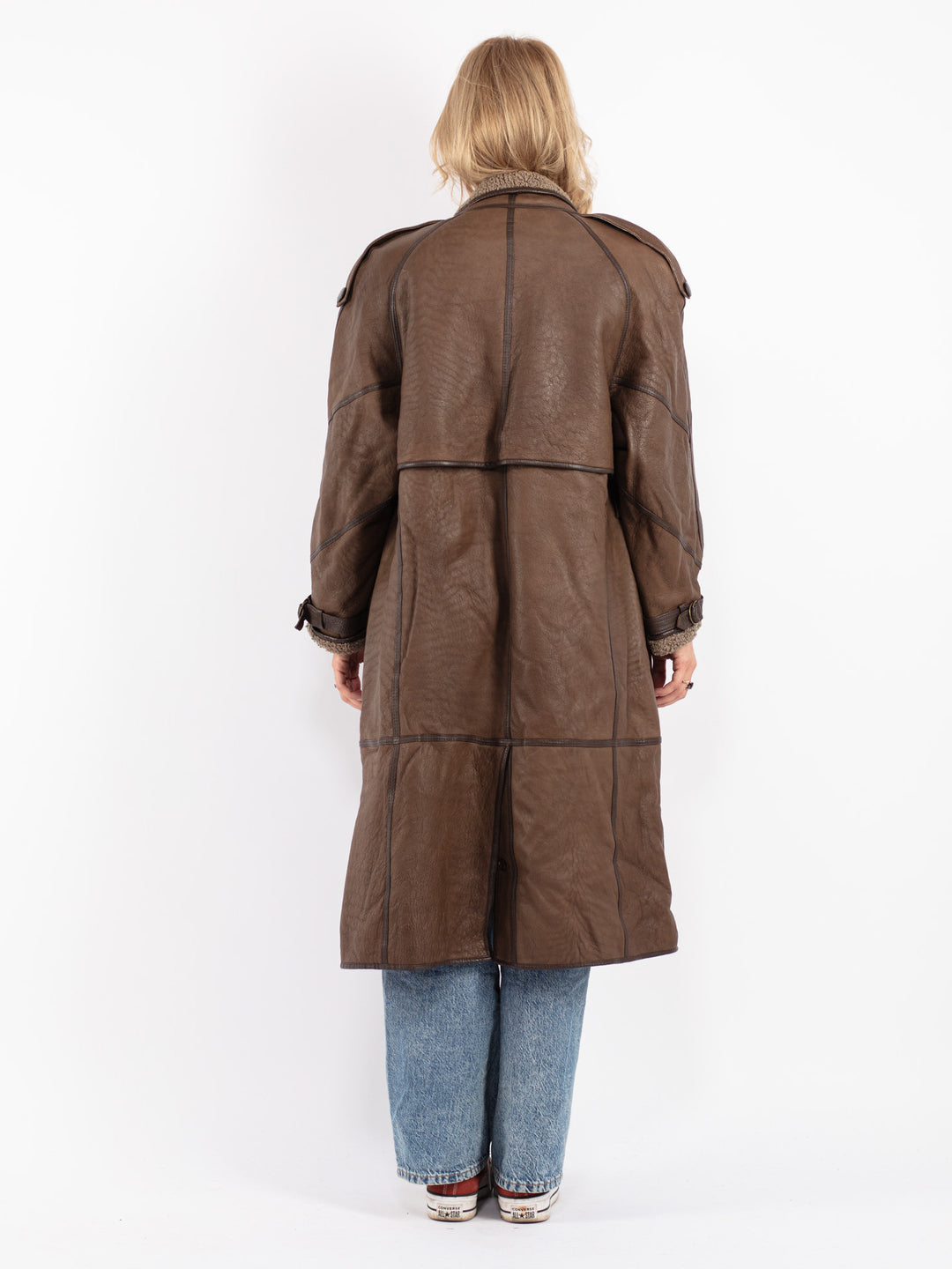 Vintage 80's Women Sheepskin Coat in Brown
