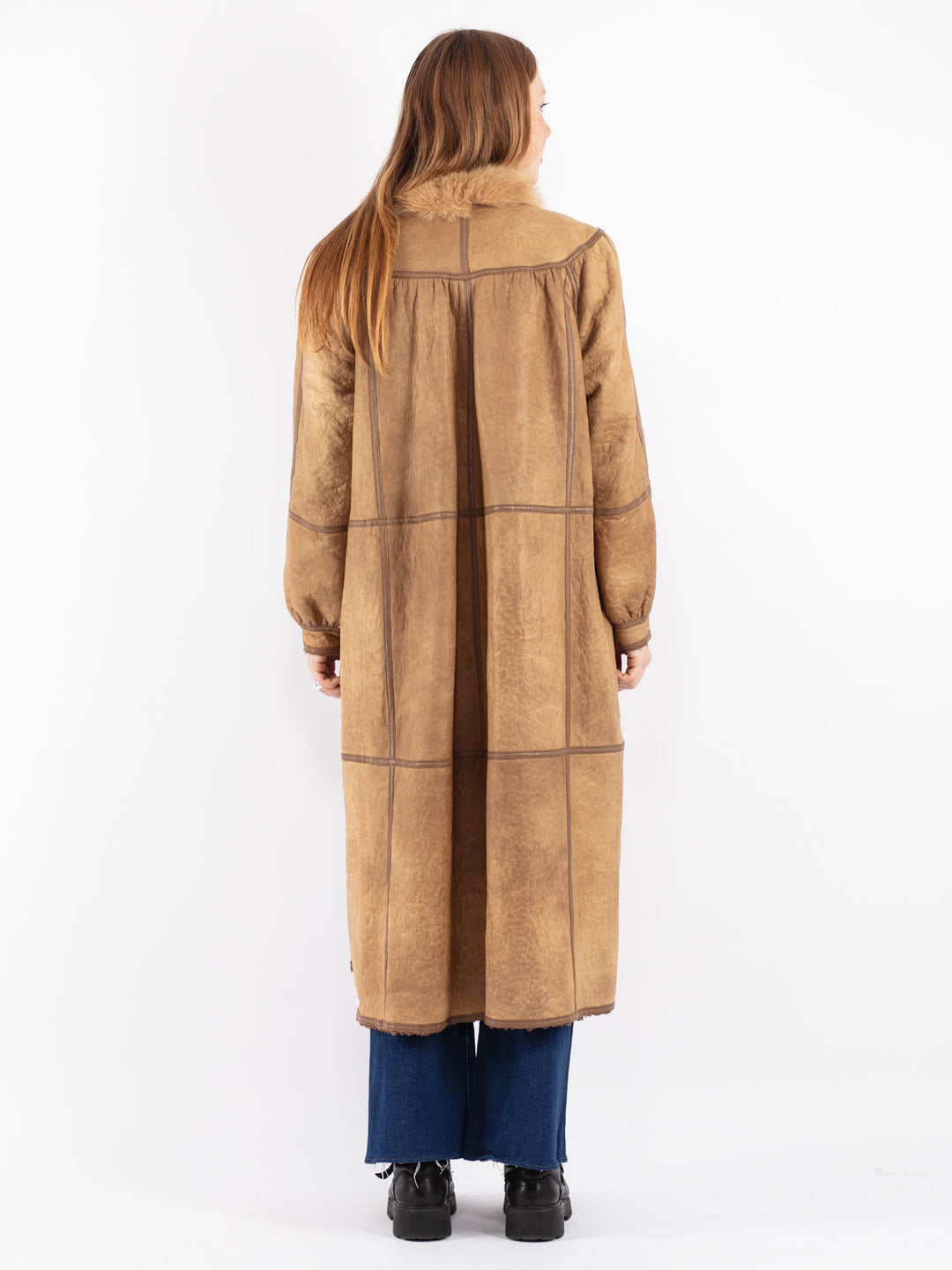 Vintage 80's Women Sheepskin Coat in Beige