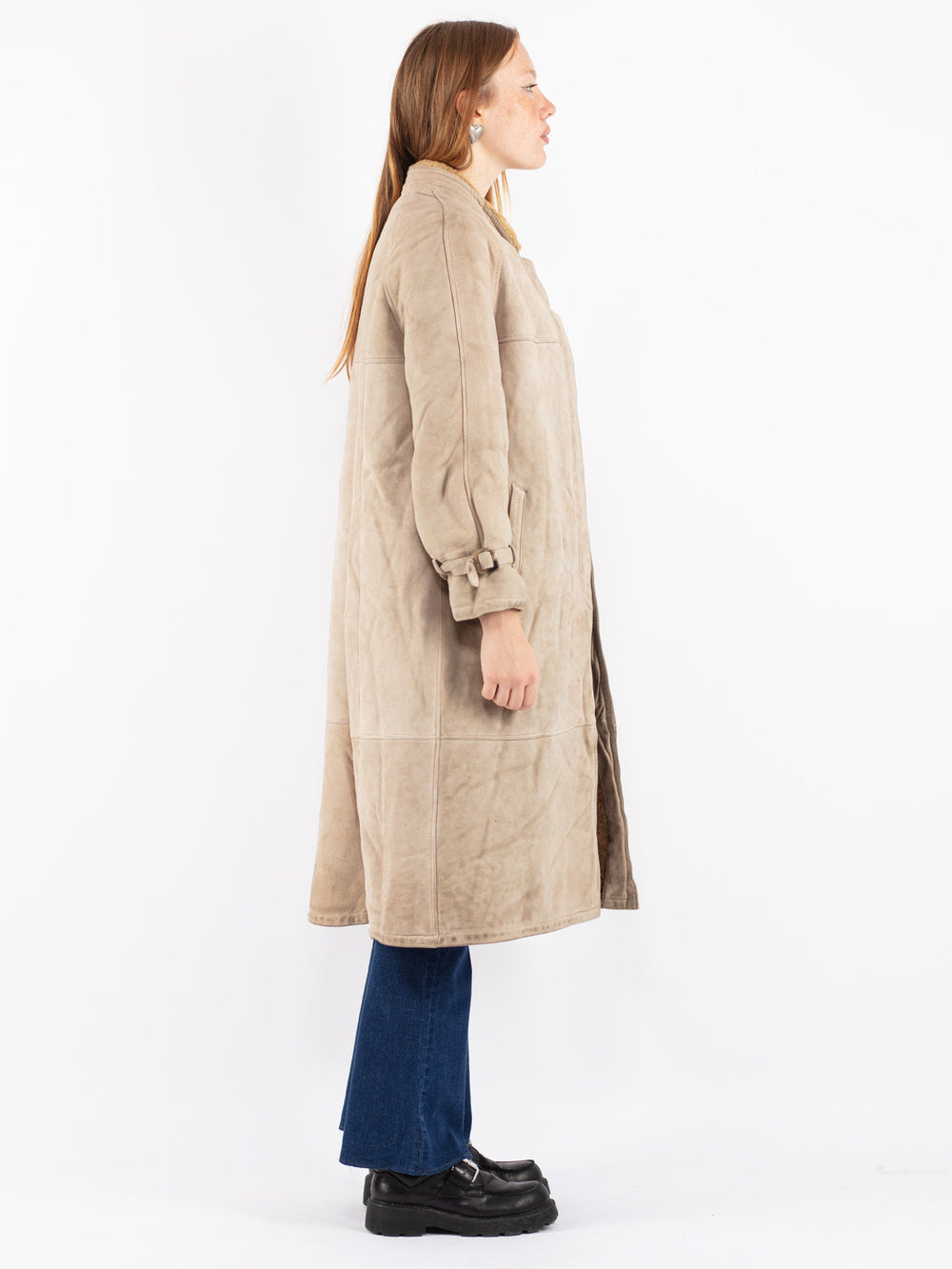 Vintage 80's Women Sheepskin Coat in Beige