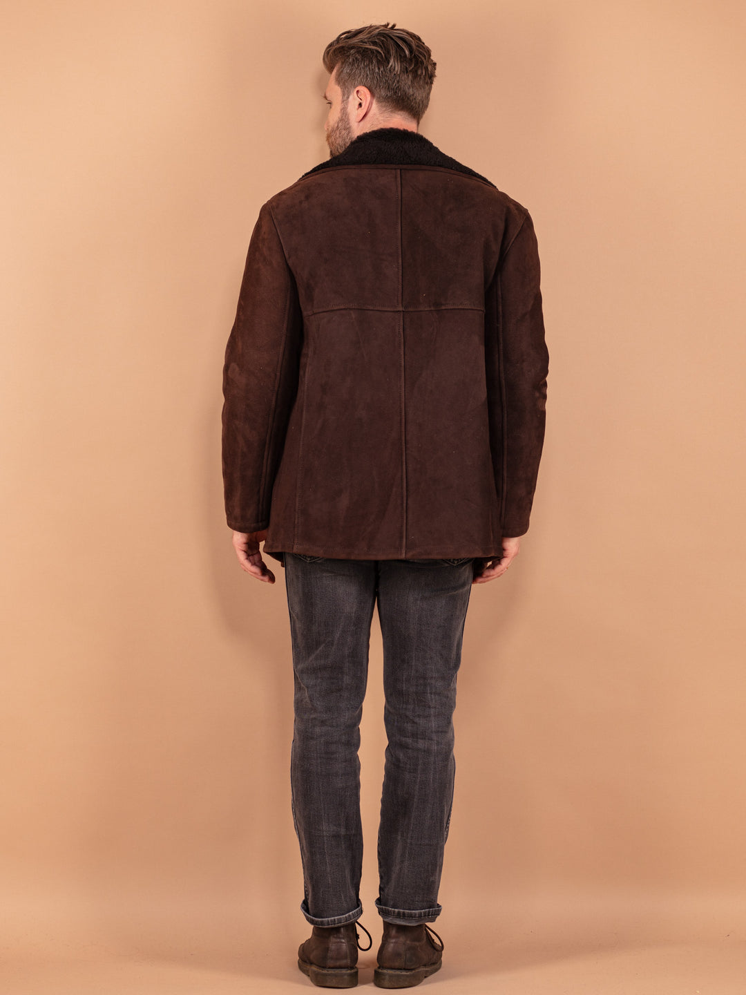Vintage 90's Men Sheepskin Coat in Brown - NorthernGrip