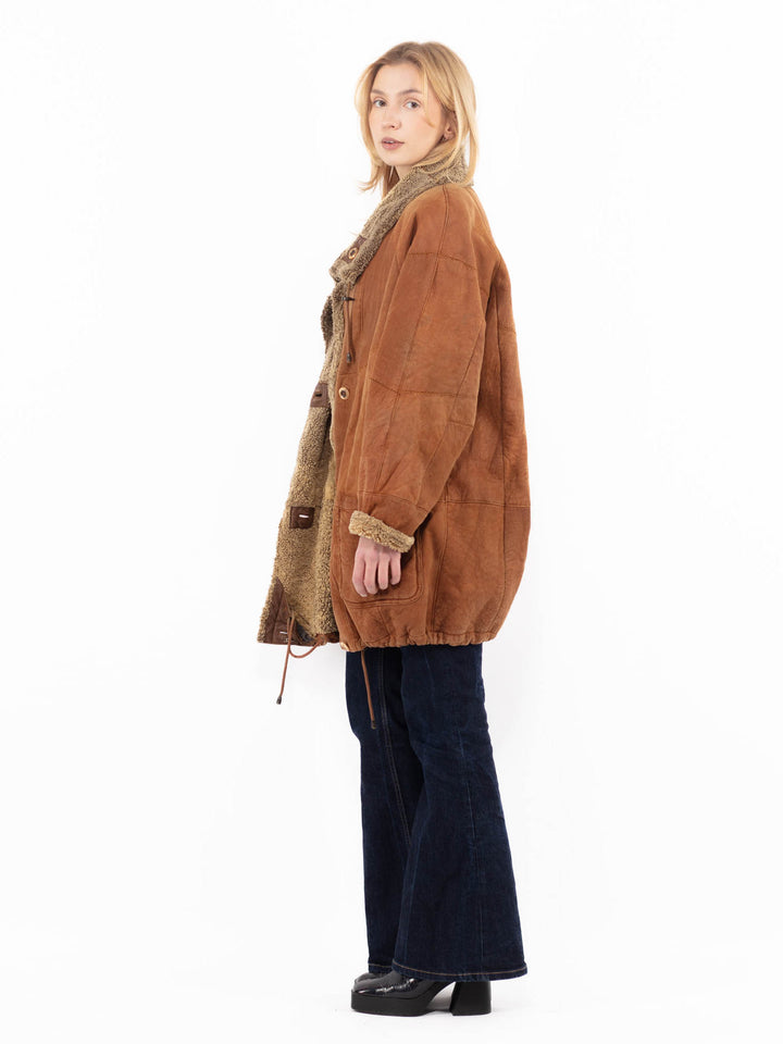 Vintage 90's Women Sheepskin Coat in BrownA1123