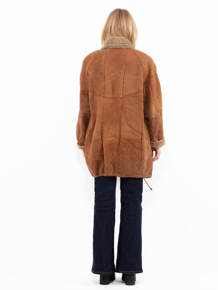 Vintage 90's Women Sheepskin Coat in BrownA1123