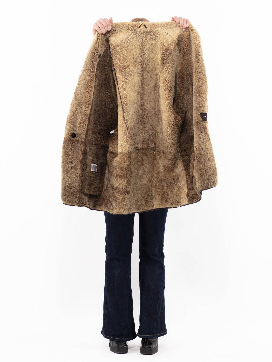 Vintage 90's Women Sheepskin Coat in BrownA1144