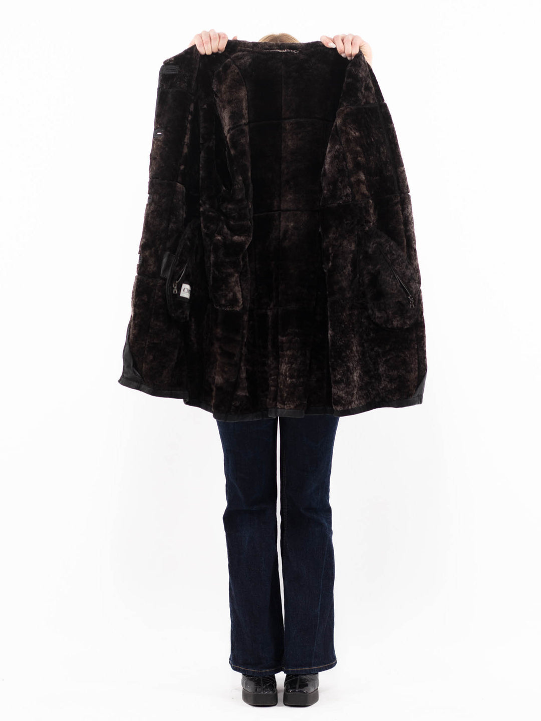 Vintage 90's Women Sheepskin Coat in BlackA1155