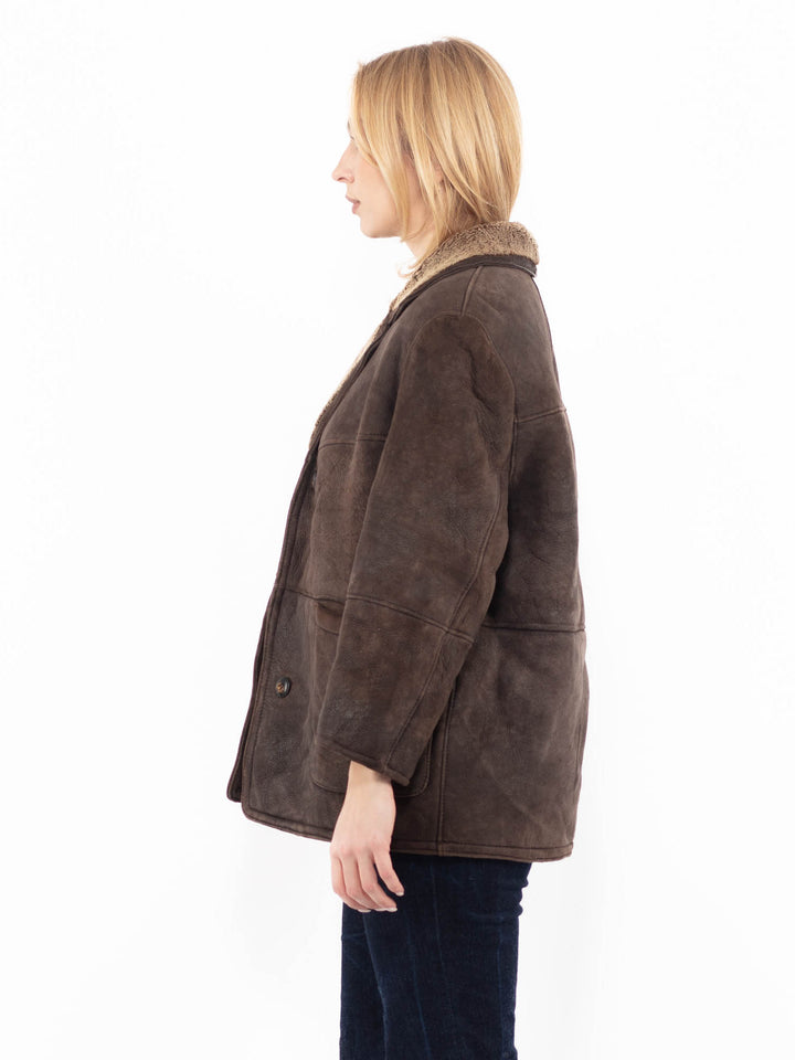 Vintage 90's Women Sheepskin Jacket in BrownA1143