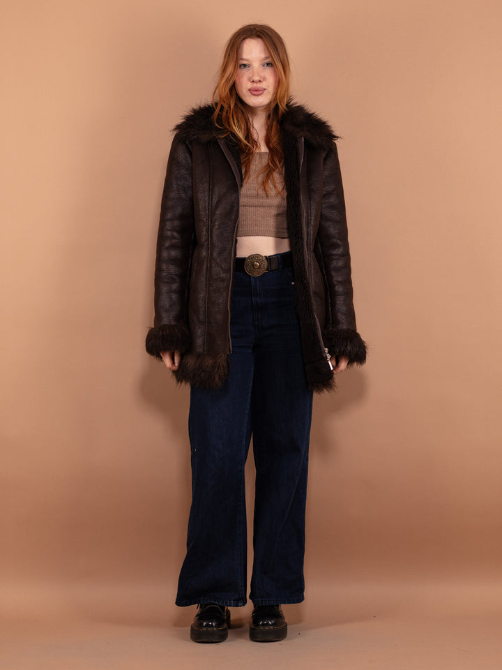 Vintage 90's Faux Penny Lane Coat in Brown - NorthernGrip