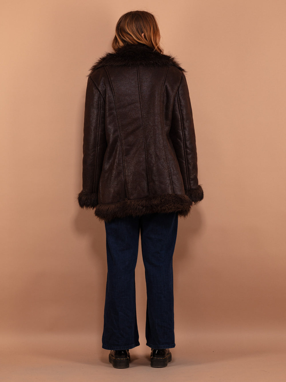 Vintage 90's Faux Penny Lane Coat in Brown - NorthernGrip