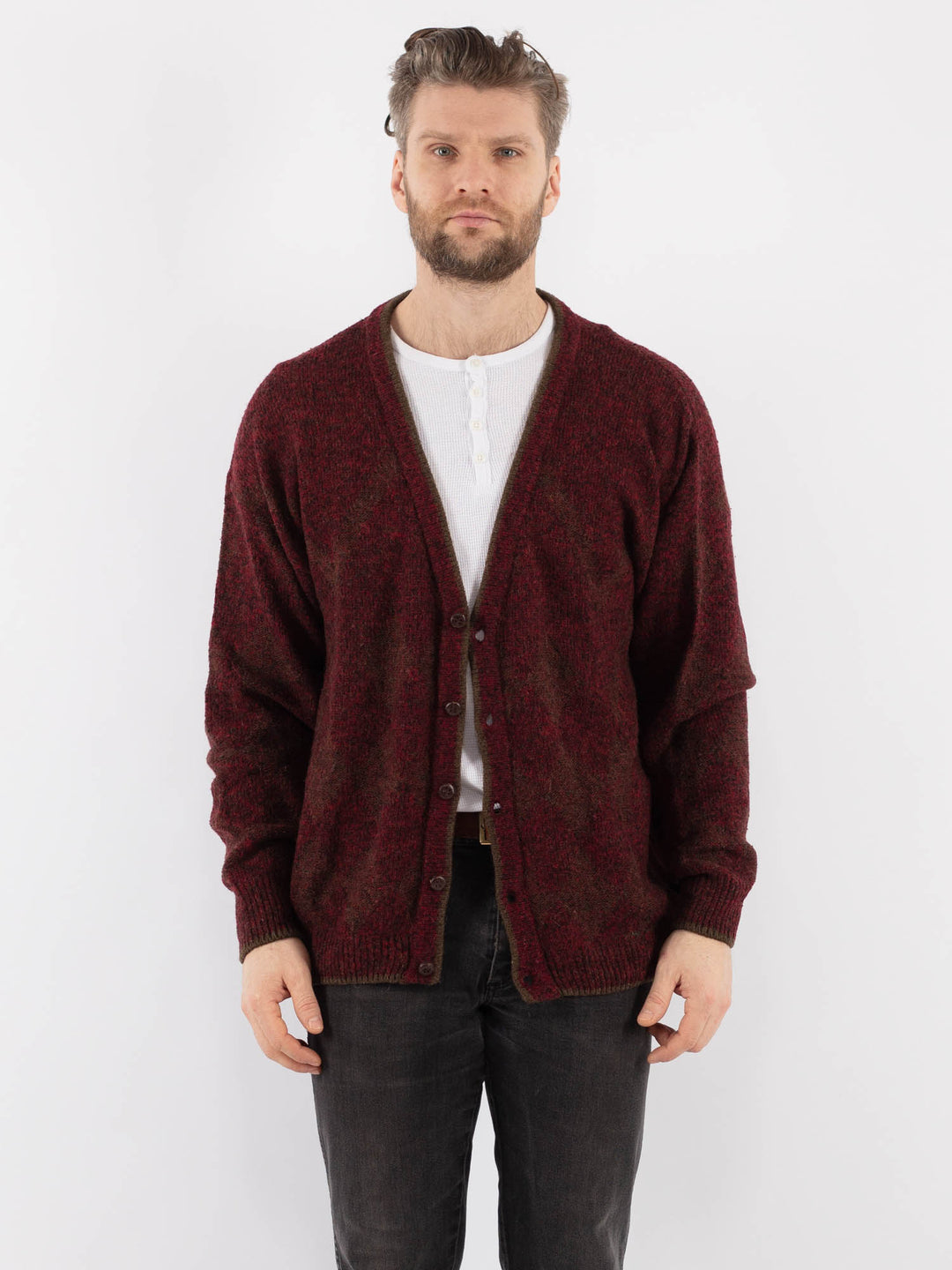 Vintage 90's Men Cardigan in RedZ965