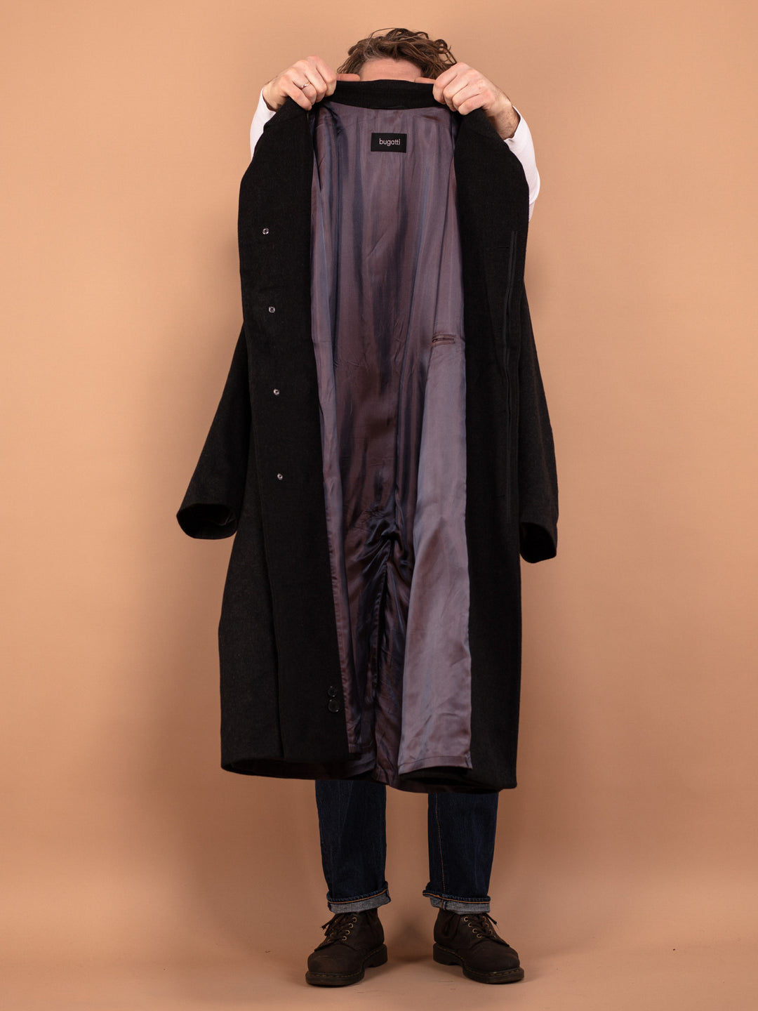 Vintage 90's Men Wool and Cashmere Coat in Gray - NorthernGrip