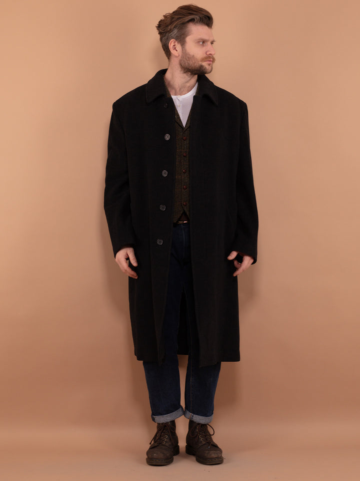Vintage 90's Men Cashmere Wool Blend Coat in Gray - NorthernGrip