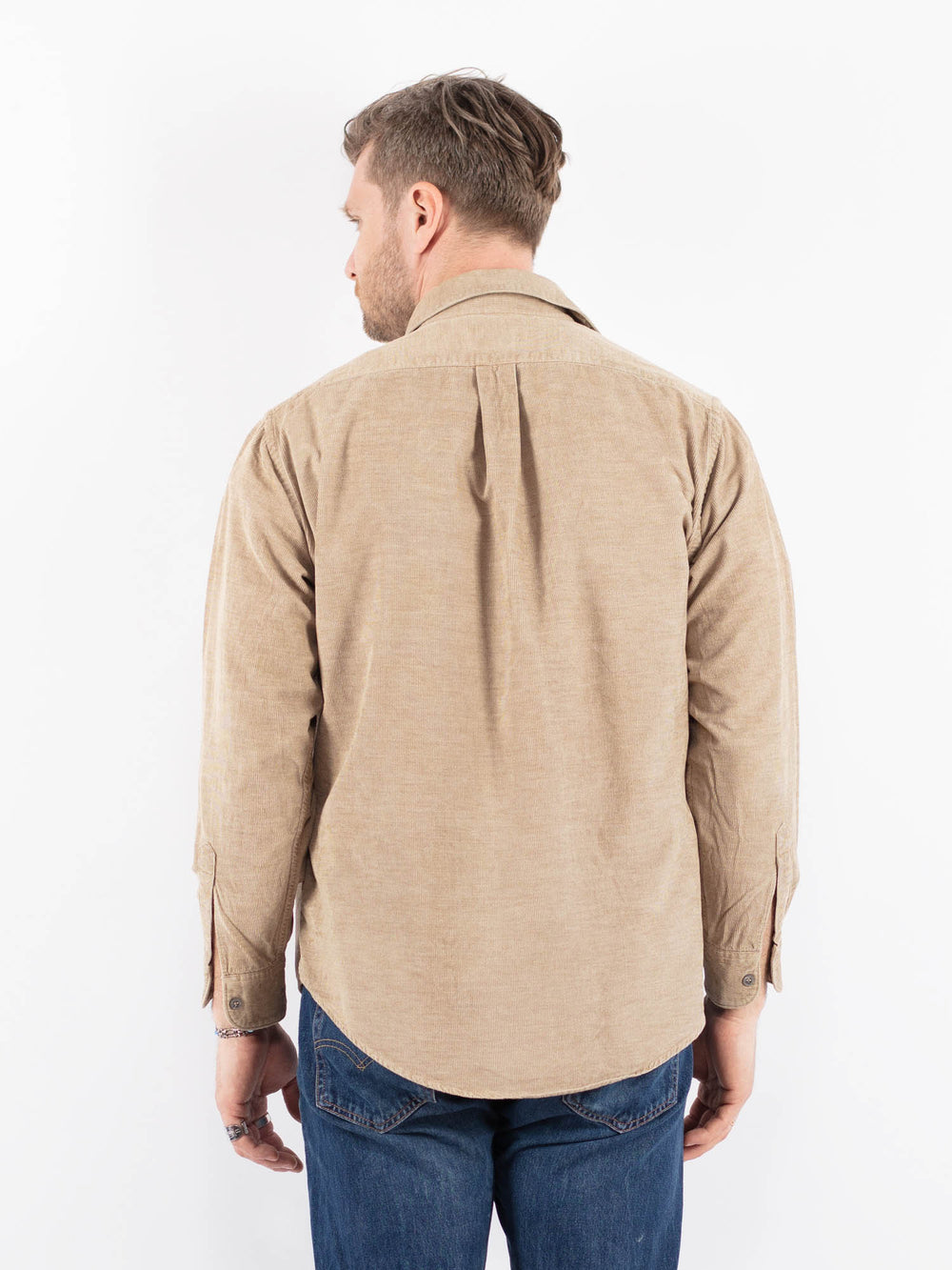 Vintage 90's Men Corduroy Shirt in BeigeZ1479