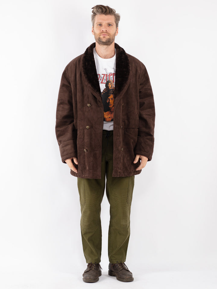 Vintage Men Faux Sheepskin in Brown