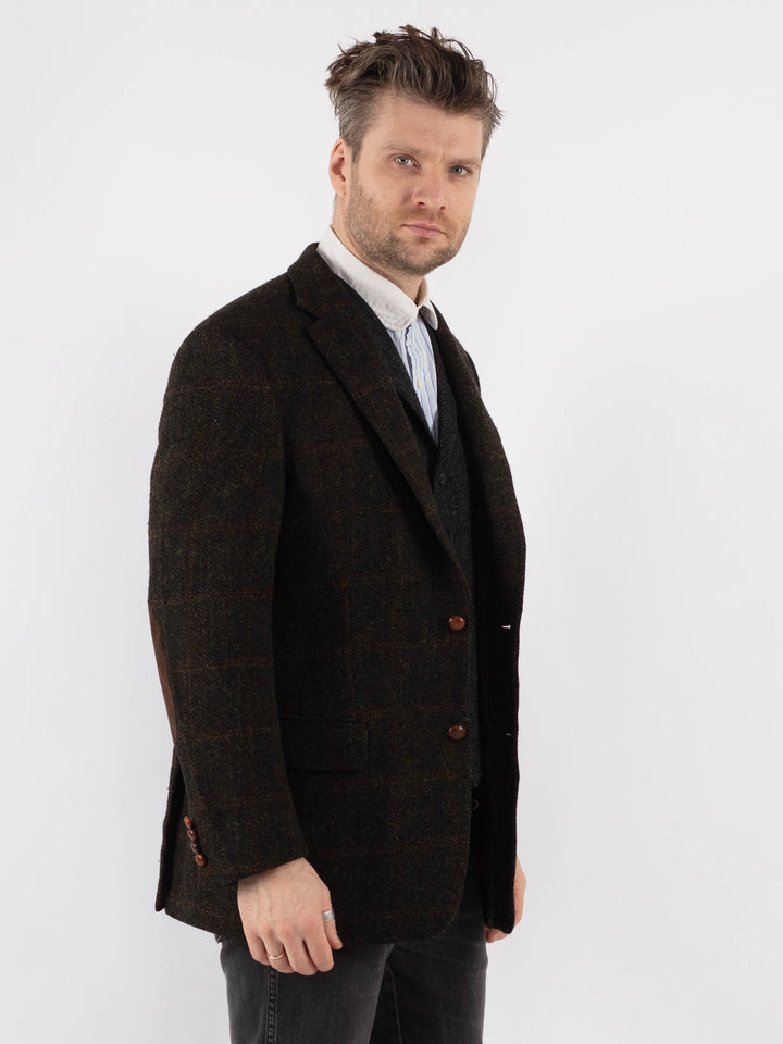 Vintage 90's Men Harris Tweed Jacket in Dark Green - NorthernGrip
