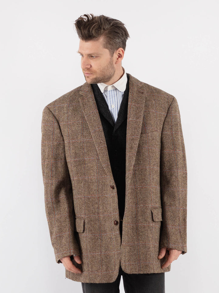 Vintage 90's Men Harris Tweed Jacket in Beige - NorthernGrip