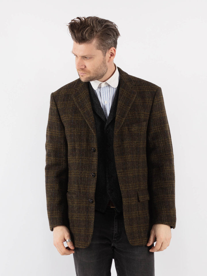 Vintage 90's Men Harris Tweed Jacket in Green - NorthernGrip