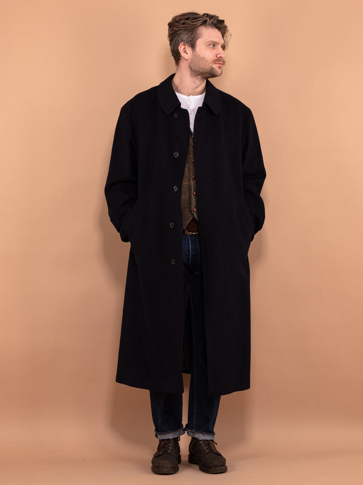 Vintage 90's Men Loden Wool Blend Coat in Blue - NorthernGrip