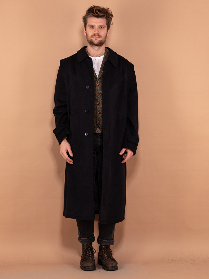 Vintage 90's Men Loden Wool Coat in Blue - NorthernGrip