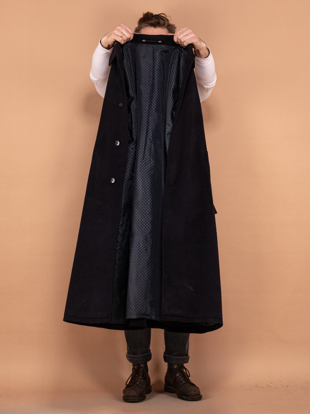 Vintage 90's Men Loden Wool Coat in Blue - NorthernGrip