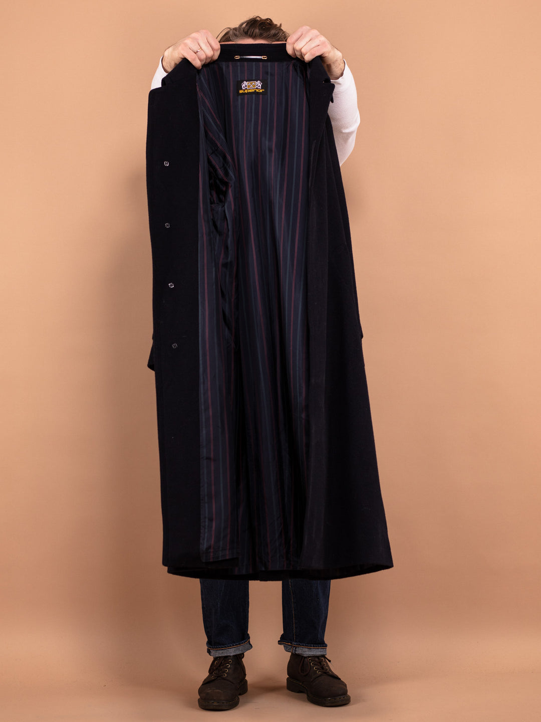Vintage 90's Men Loden Wool Blend Coat in Blue - NorthernGrip