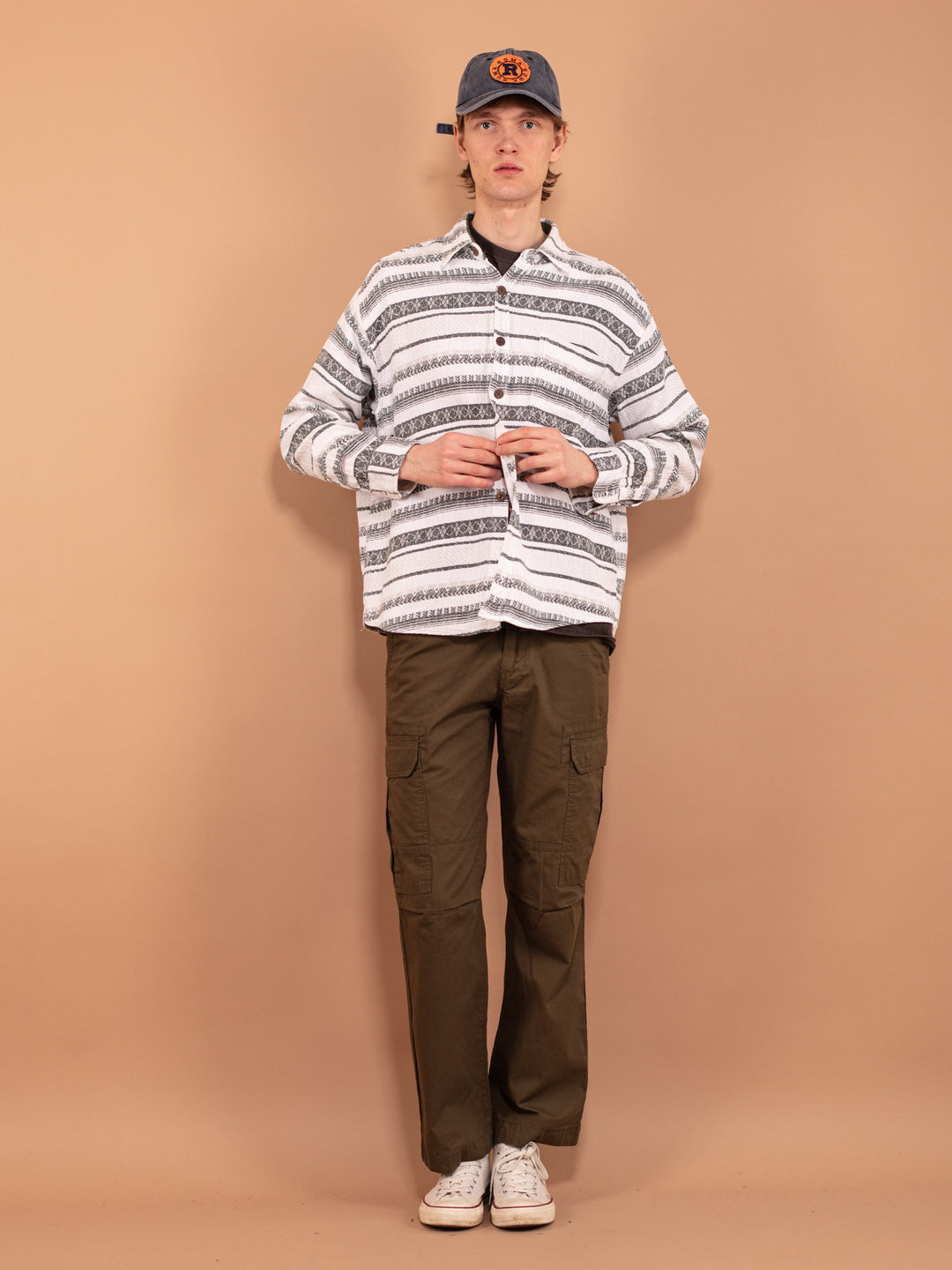 Vintage 90's Men Striped Long Sleeve Shirt - NorthernGrip