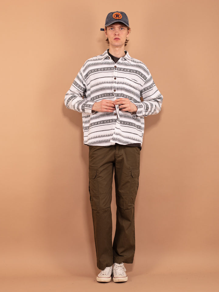 Vintage 90's Men Striped Long Sleeve Shirt - NorthernGrip