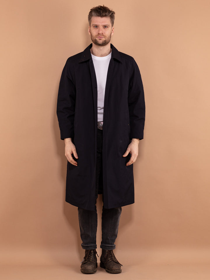 Vintage 90's Men Mac Coat in Blue - NorthernGrip