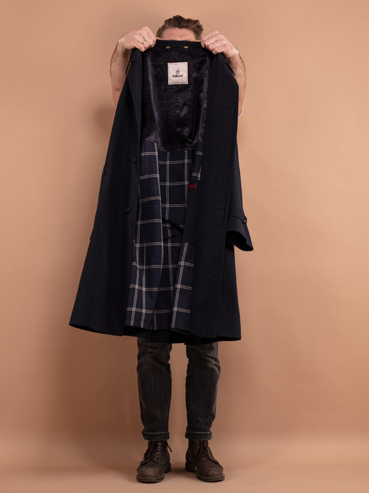 Vintage 90's Men Mac Coat in Blue - NorthernGrip