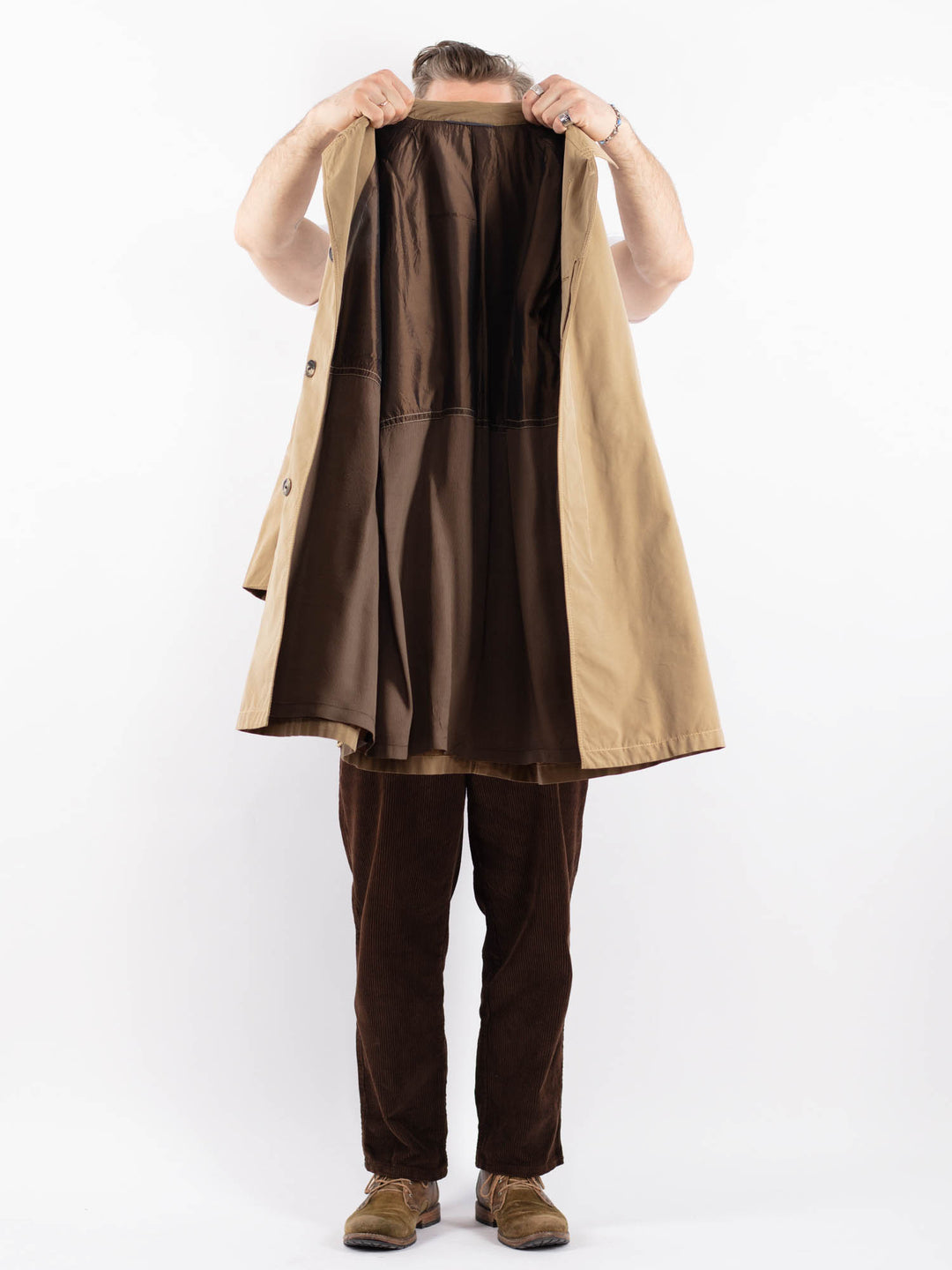 Vintage 90's Men Mac Coat in BeigeZ1658