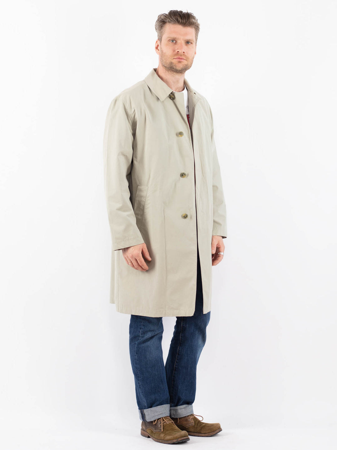 Vintage 00's Men Mac Coat in BeigeZ1503