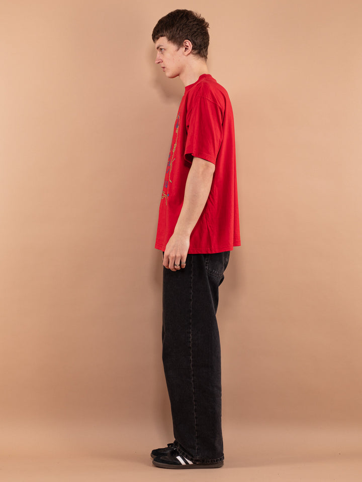 Vintage 90's Men T-shirt with Marine print - NorthernGrip