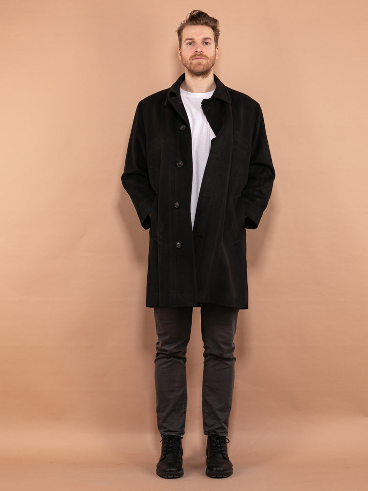 Vintage 90's Men Wool Blend Coat in Green Brown - NorthernGrip