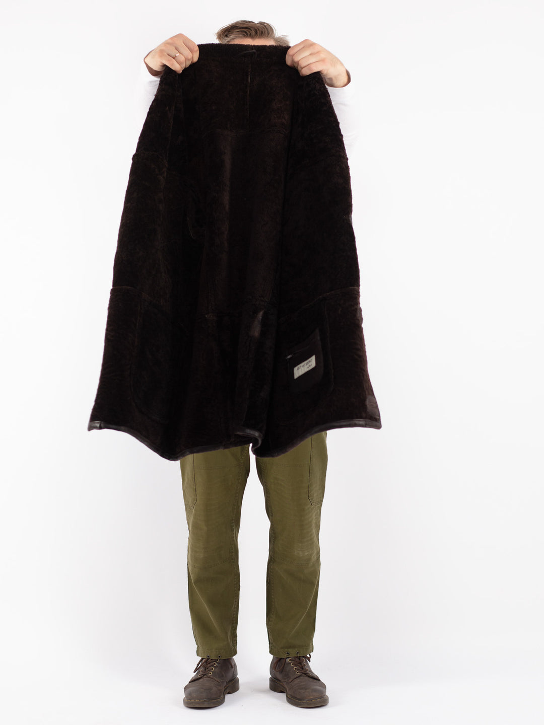 Vintage 90's Men Sheepskin Coat in Brown